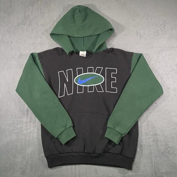 Nike Other - Nike Hoodie Green Black Spellout Y2K Youth L Boys USA Distressed Vintage